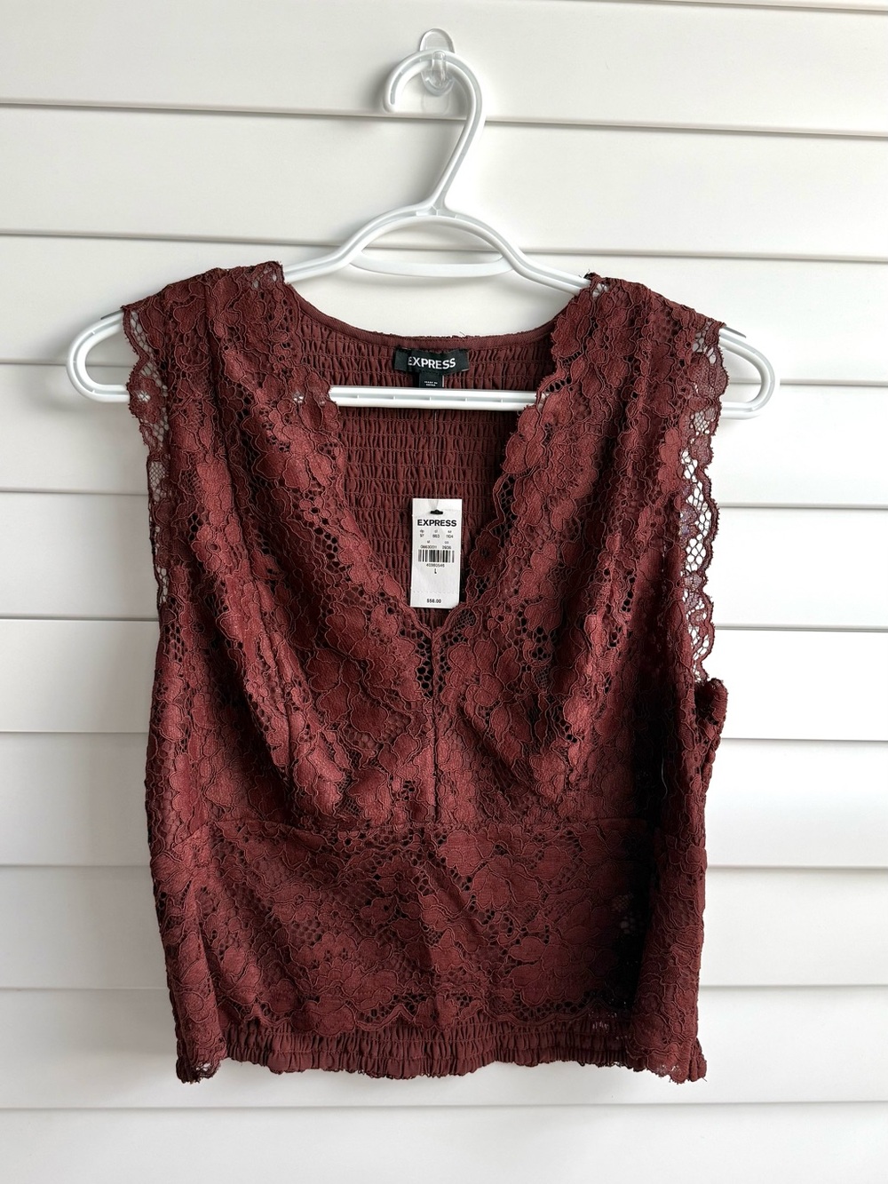 Express Sleeveless Lace V-Neck Top - Burgundy | NWT Size Large